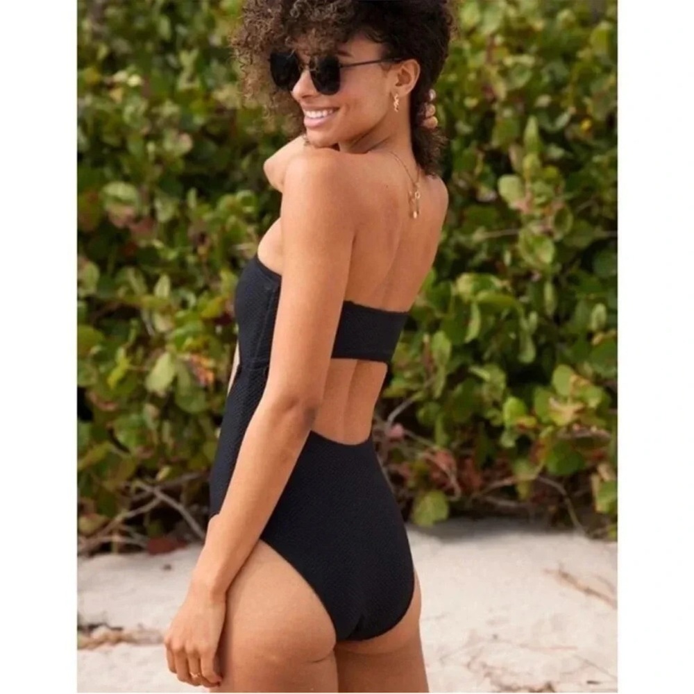 AERIE jacquard cut out strapless one piece Large Long - Picture 2 of 7